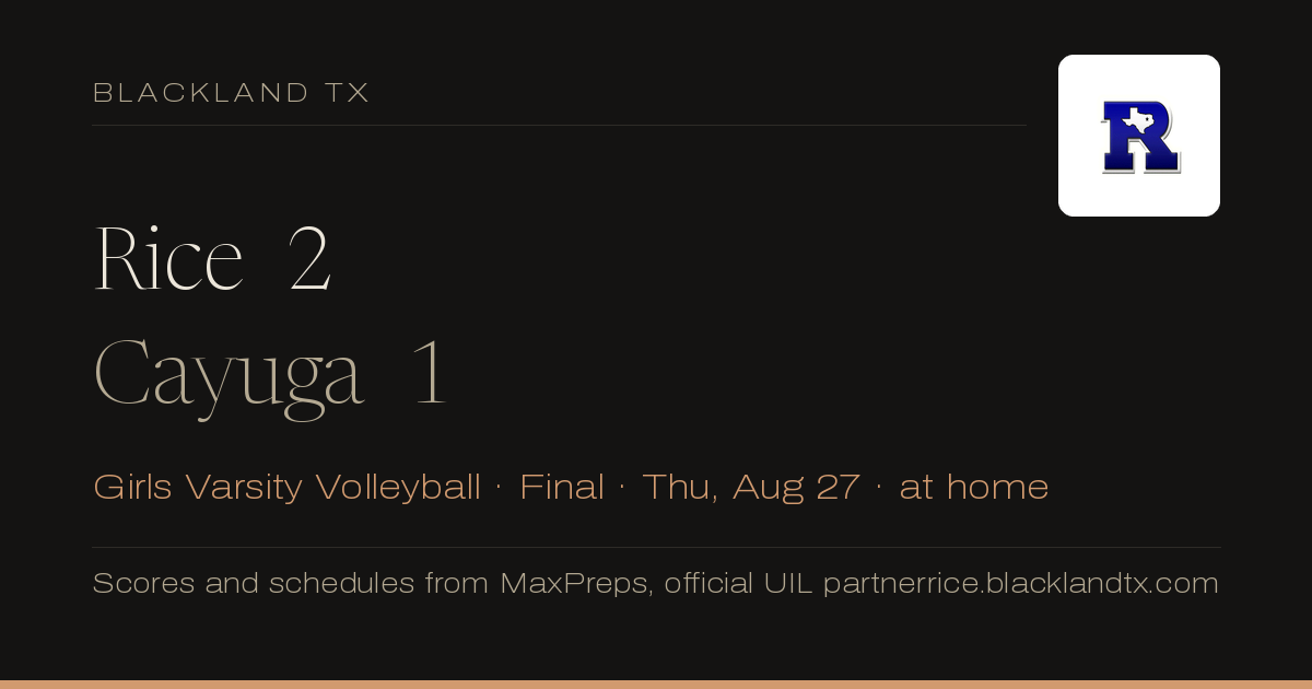 Rice 2, Cayuga 1
