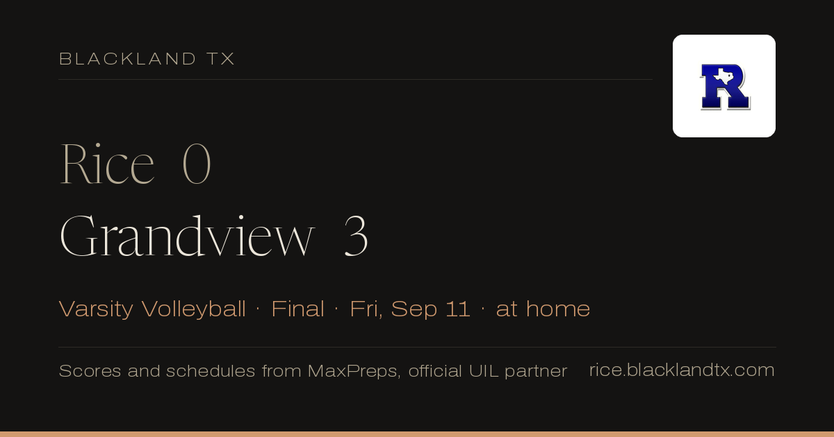 Rice 0, Grandview 3